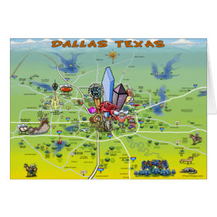 Cartão Mapa de Cartoons de Dallas Texas