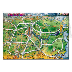 Cartão Mapa de Cartoons de Houston Texas