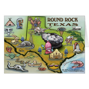 Cartão Mapa de Cartoons do Round Rock Texas