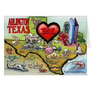 Cartão Mapa de Cartoons do Texas Arlington