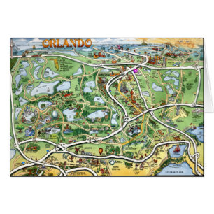 Cartão Mapa de Cartoons Orlando Florida