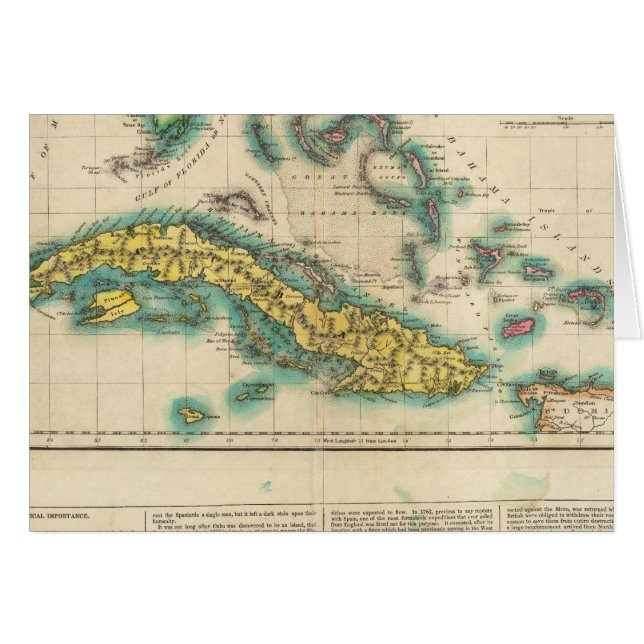 Cartão Mapa De Cuba E Das Ilhas Do Bahama (Frente Horizontal)