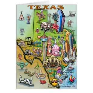 Cartão Mapa de Divertimento do Texas