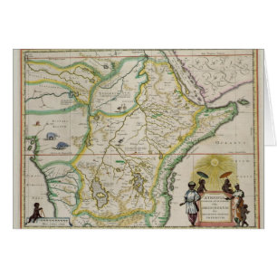 Cartão Mapa de Etiópia que mostra cinco estados africano