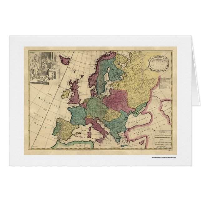 Cartão Mapa de Europa por Senex 1725 (Frente Horizontal)