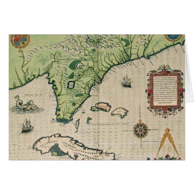 Cartão Mapa de Florida, 'de Narratio Brevis (Frente Horizontal)