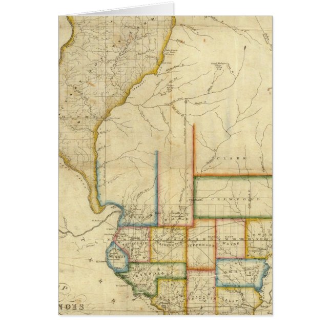 Cartão Mapa de Illinois 3 (Frente)