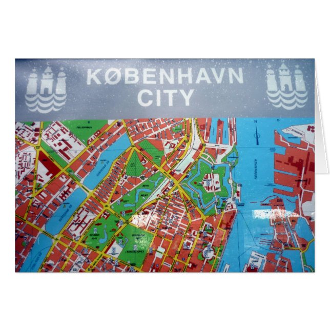Cartão mapa de københavn (Frente Horizontal)