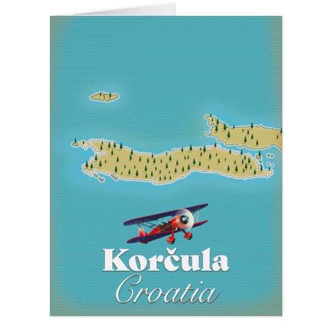 Cartão Mapa de Korčula na Croácia (Frente)