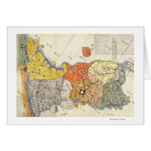 Cartão Mapa de KoreaPanoramic do Norte e Sul
