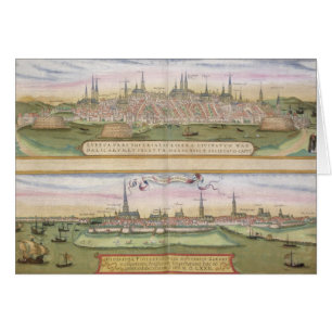 Cartão Mapa de Lubeque e de Hamburgo, 'de Civitates Orbis
