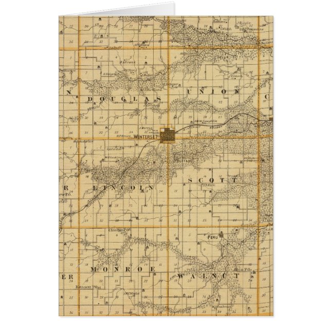 Cartão Mapa de Madison County, estado de Iowa (Frente)