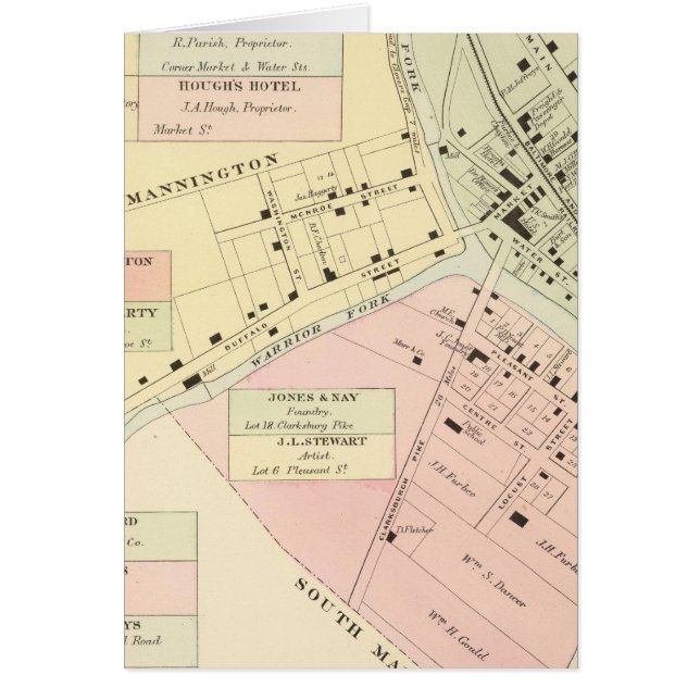 Cartão Mapa de Mannington, Virgínia Ocidental (Frente)