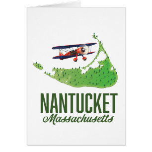 Cartão Mapa de Massachusetts de Nantucket