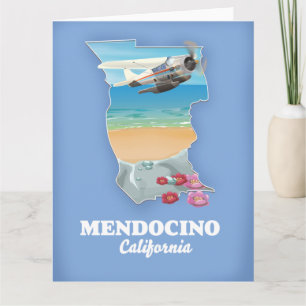 Cartão Mapa de Mendocino Califórnia