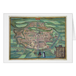 Cartão Mapa de Metz, de "Civitates Orbis Terrarum" pelo