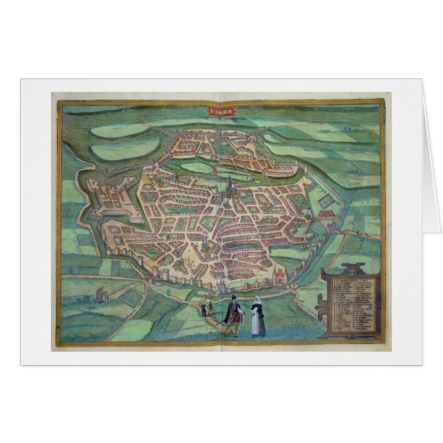 Cartão Mapa de Metz, de "Civitates Orbis Terrarum" pelo (Frente Horizontal)