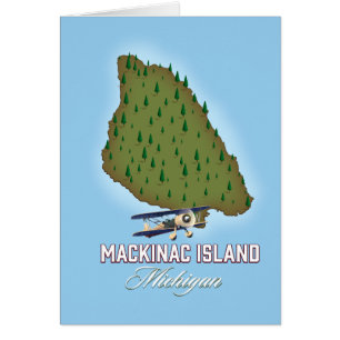 Cartão Mapa de Michigan da Ilha Mackinac