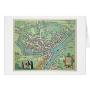 Cartão Mapa de Namur, de "Civitates Orbis Terrarum" por G