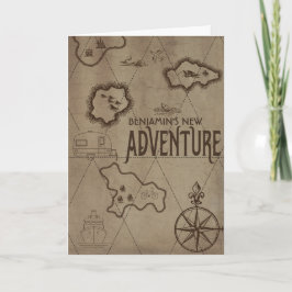 Cartão Mapa de Nova Aventura de Aposentadoria Parabéns