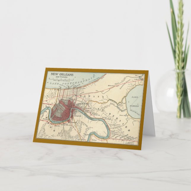 Cartão Mapa de Nova Orleans 1900 (Frente)