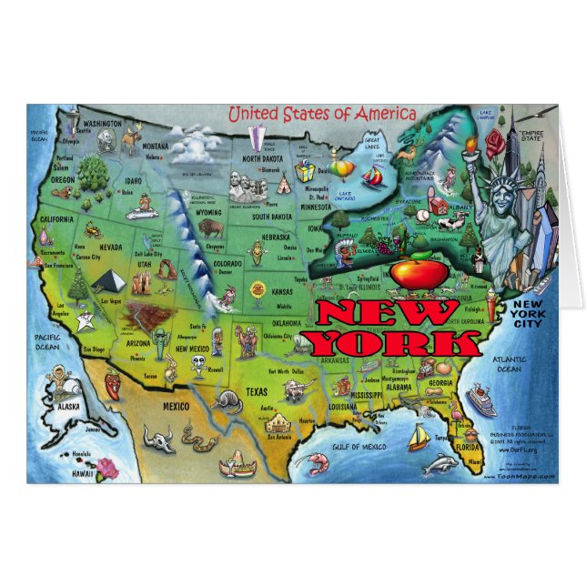 Cartão Mapa de Nova York EUA (Frente Horizontal)