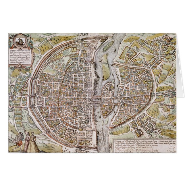 CARTÃO MAPA DE PARIS, 1581 (Frente Horizontal)