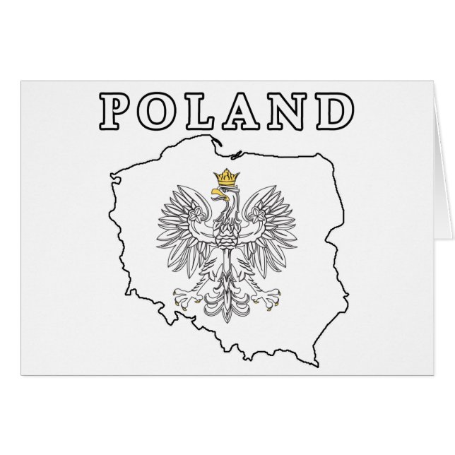 Cartão Mapa de Polônia com Águia (Frente Horizontal)
