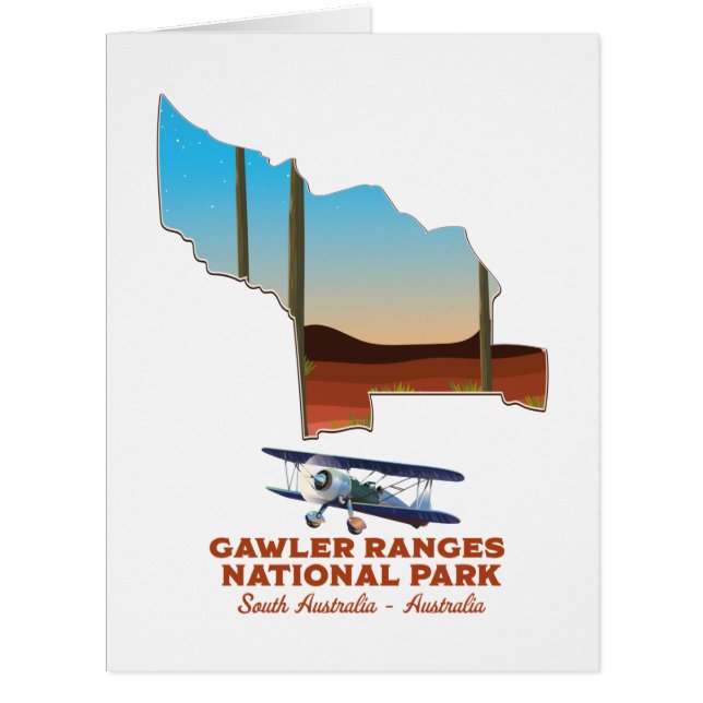 Cartão mapa de pôster de viagem de Gawler ranges (Frente)