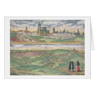 Cartão Mapa de Praga, de "Civitates Orbis Terrarum" perto