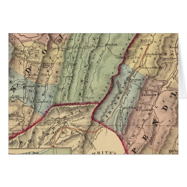Cartão Mapa de Randolph, condados de Pendleton (Frente Horizontal)