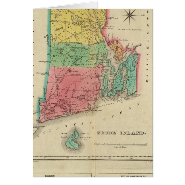 Cartão Mapa De Rhode Island (Frente)