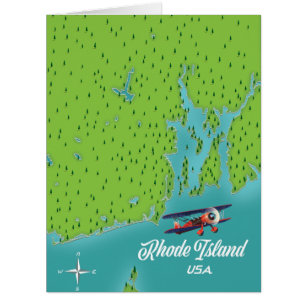 Cartão Mapa de Rhode Island USA