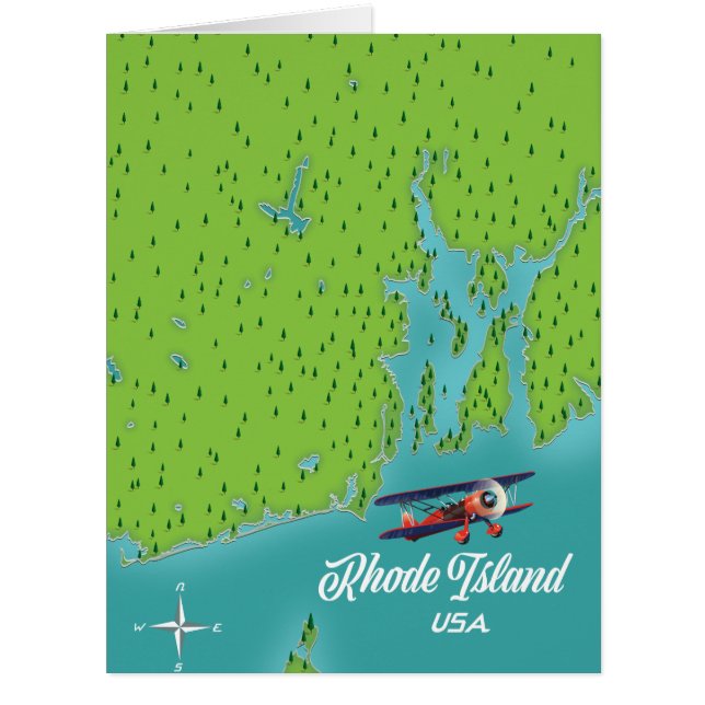 Cartão Mapa de Rhode Island USA (Frente)
