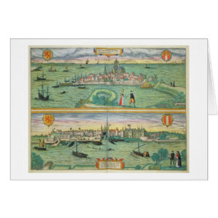 Cartão Mapa de Rotterdam e de Gouda, 'de Civitates Orbis