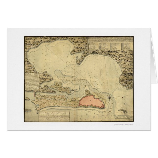 Cartão Mapa de San Juan, Puerto Rico 1785 (Frente Horizontal)