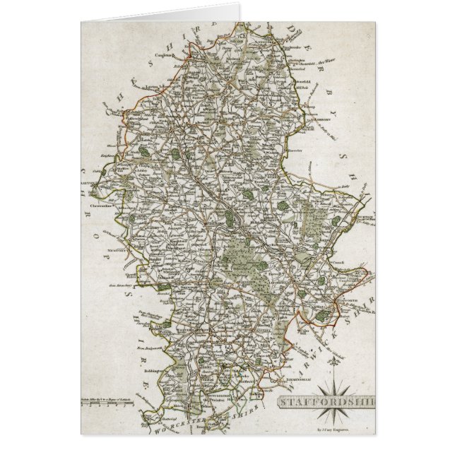 CARTÃO MAPA DE STAFFORDSHIRE, 1793 (Frente)