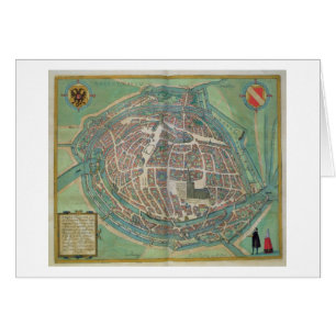 Cartão Mapa de Strasbourg, 'de Civitates Orbis Terrarum
