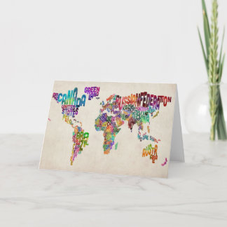 Cartão Mapa de texto do mundo