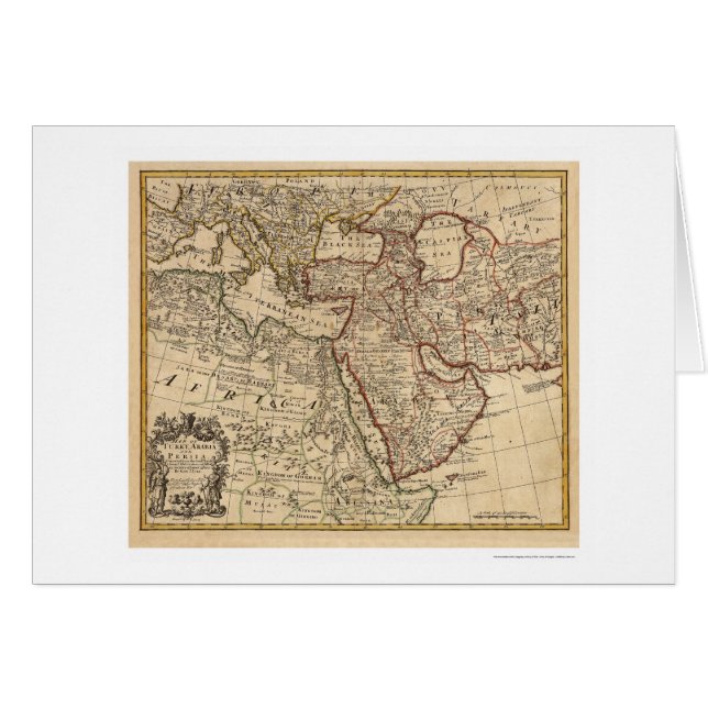 Cartão Mapa de Turquia Persia Arábia - 1721 (Frente Horizontal)