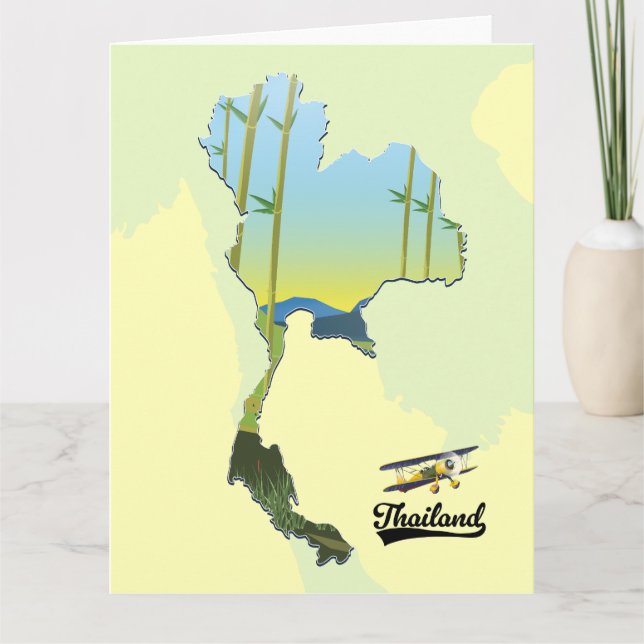Cartão Mapa de Viagem da Tailândia (Frente)