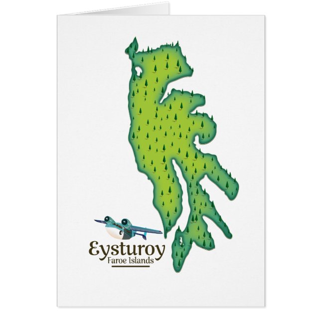 Cartão Mapa de viagem de Eysturoy Ilhas Faroé (Frente)