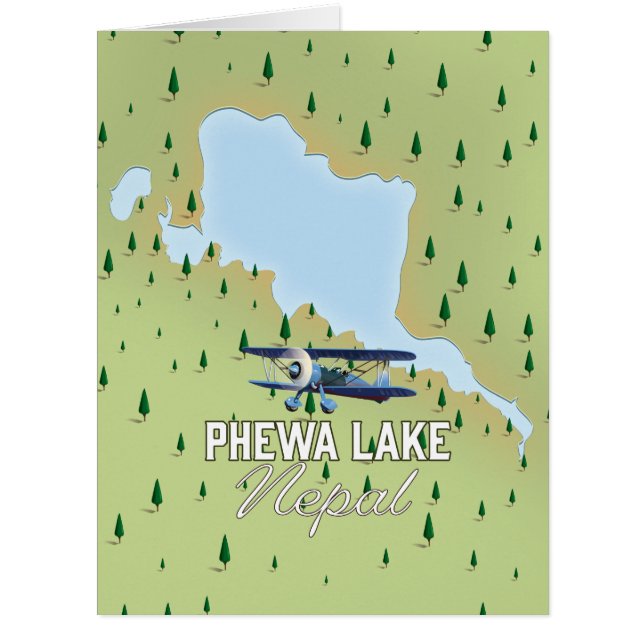 Cartão Mapa de viagem do Lago Phewa Nepal (Frente)