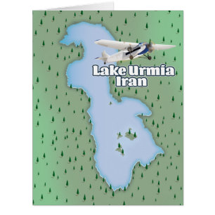 Cartão Mapa de Viagem do Lago Urmia Iran