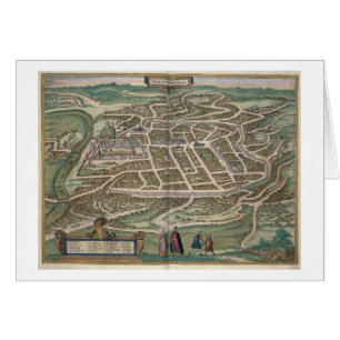 Cartão Mapa de Vilnius, Lithuania, 'de Civitates Orbis T