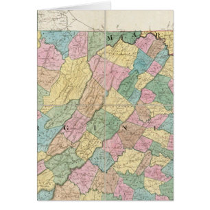 Cartão Mapa de Virgínia, Maryland e Delaware