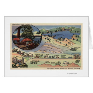 Cartão Mapa detalhado de LA para o lago