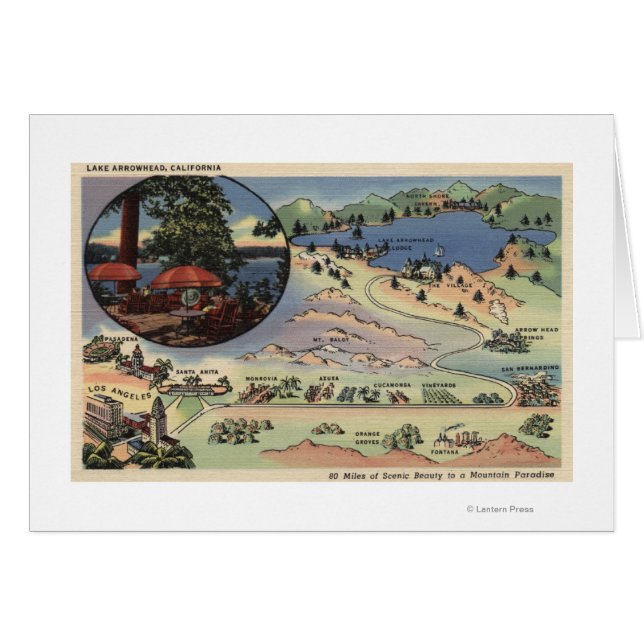 Cartão Mapa detalhado de LA para o lago (Frente Horizontal)