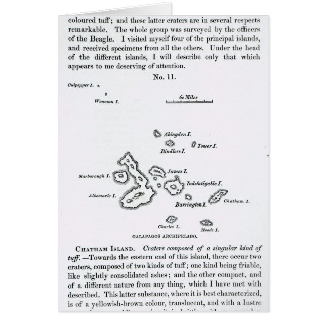 Cartão Mapa do arquipélago de Galápagos, 1844 (Frente)
