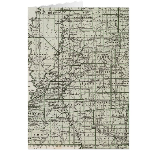 Cartão Mapa do Atlas Mississippi (Frente)